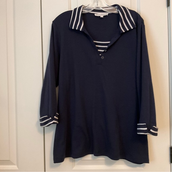 MISOOK NAVY BLUE NAUTICAL STYLE PULLOVER SWEATER, SIZE: XL - Picture 7 of 14